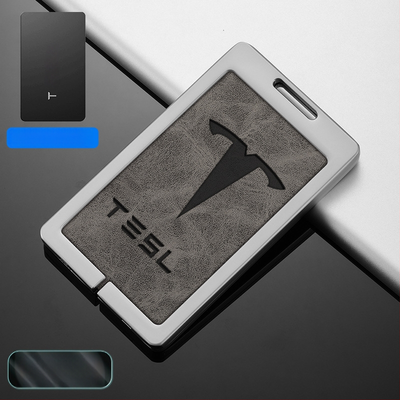 Husă pentru card cheie Tesla Model 3 - aliaj zinc + piele, stil simplu, personalizabil