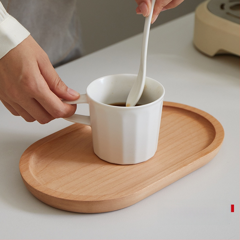 Tava ovală din lemn, stil japonez, masiv, stil modern minimalist, suprafață desenată manual, logo tipărit, personalizabil