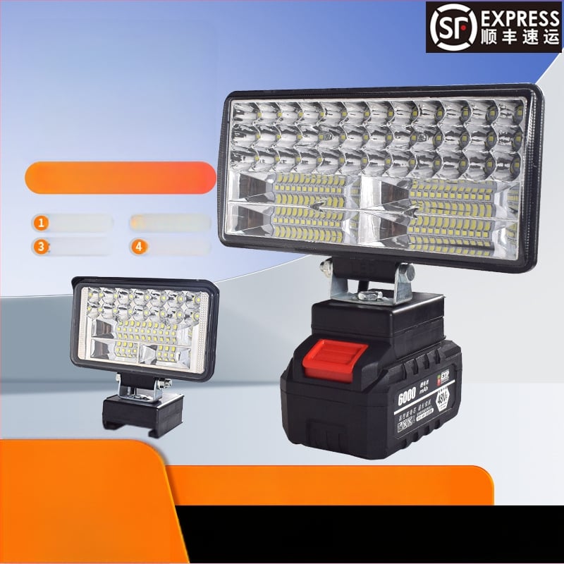 LED darbojo darbo lemputė su ličio baterija – universal, 100W, 12–80V, 5000K, LED tarnavimo laikas 5000 h, aliuminio ir plastiko korpusas
