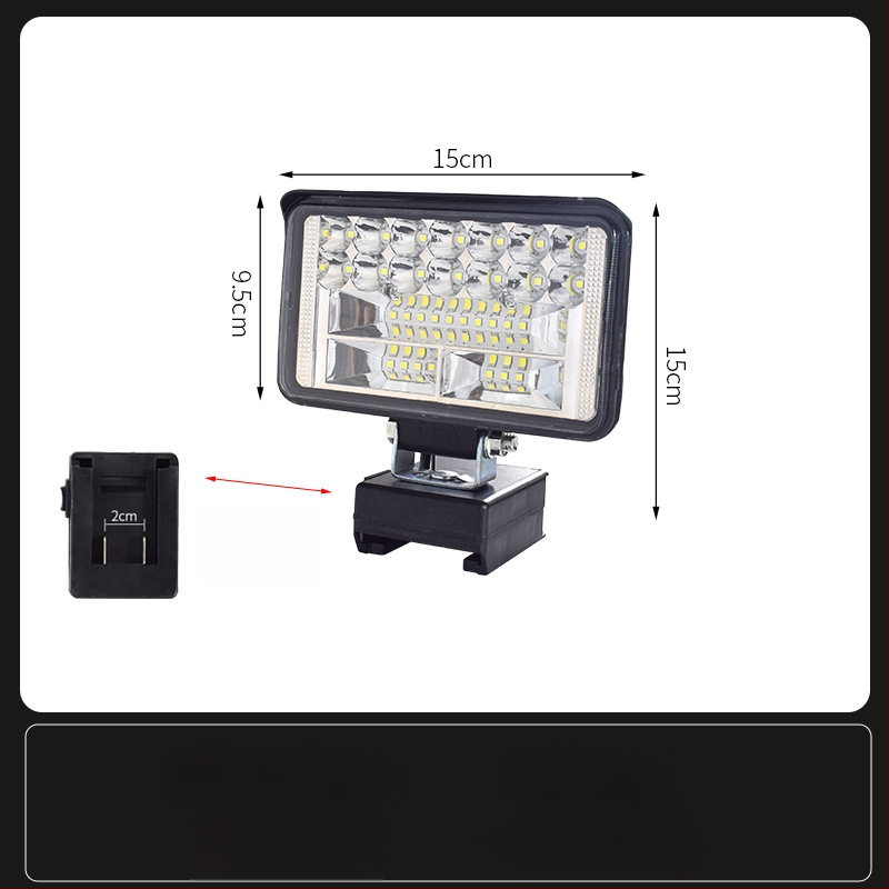 LED darbojo darbo lemputė su ličio baterija – universal, 100W, 12–80V, 5000K, LED tarnavimo laikas 5000 h, aliuminio ir plastiko korpusas