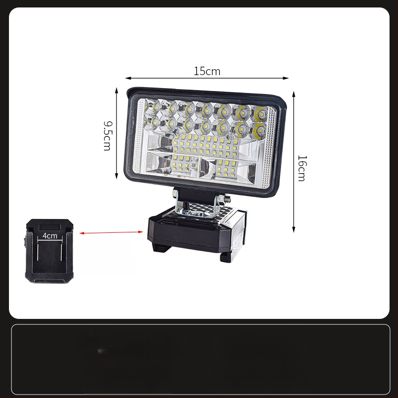 LED darbojo darbo lemputė su ličio baterija – universal, 100W, 12–80V, 5000K, LED tarnavimo laikas 5000 h, aliuminio ir plastiko korpusas