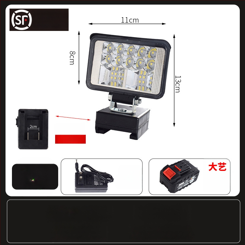 LED darbojo darbo lemputė su ličio baterija – universal, 100W, 12–80V, 5000K, LED tarnavimo laikas 5000 h, aliuminio ir plastiko korpusas