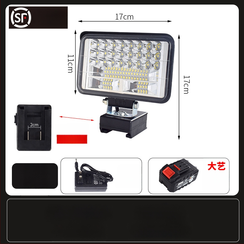 LED darbojo darbo lemputė su ličio baterija – universal, 100W, 12–80V, 5000K, LED tarnavimo laikas 5000 h, aliuminio ir plastiko korpusas