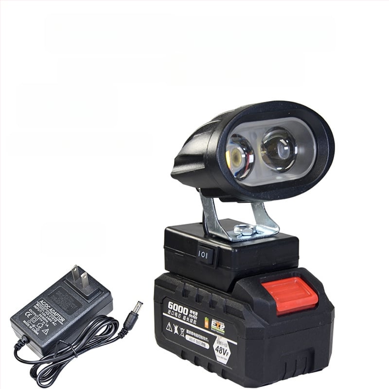 LED darbojo darbo lemputė su ličio baterija – universal, 100W, 12–80V, 5000K, LED tarnavimo laikas 5000 h, aliuminio ir plastiko korpusas