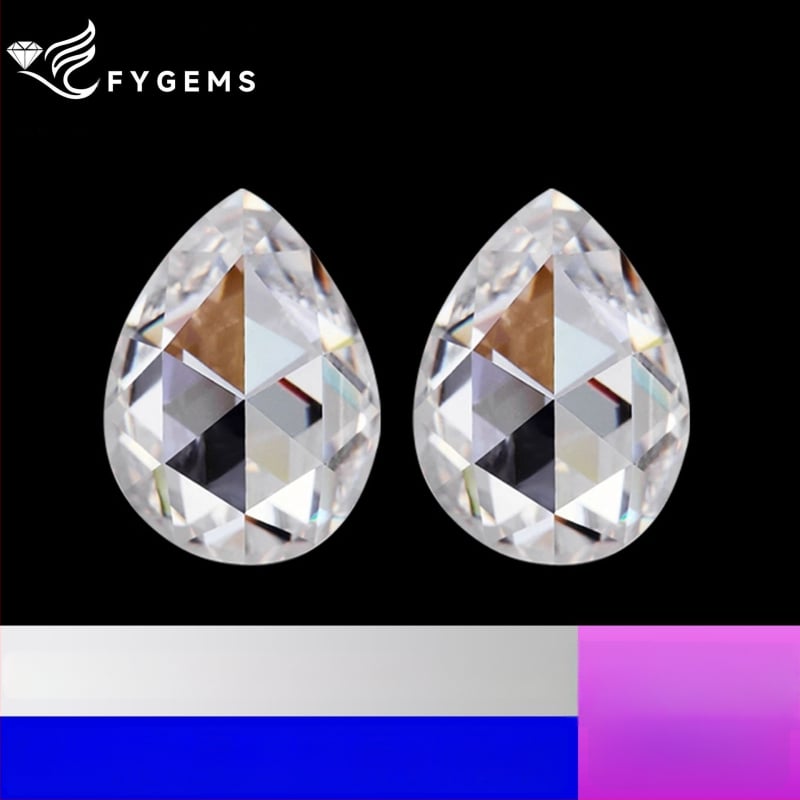 Μοϊσανίτης σε σχήμα σταγόνας, κοπή ροδοκοπής, διαύγεια VVS, γυαλισμένη επιφάνεια