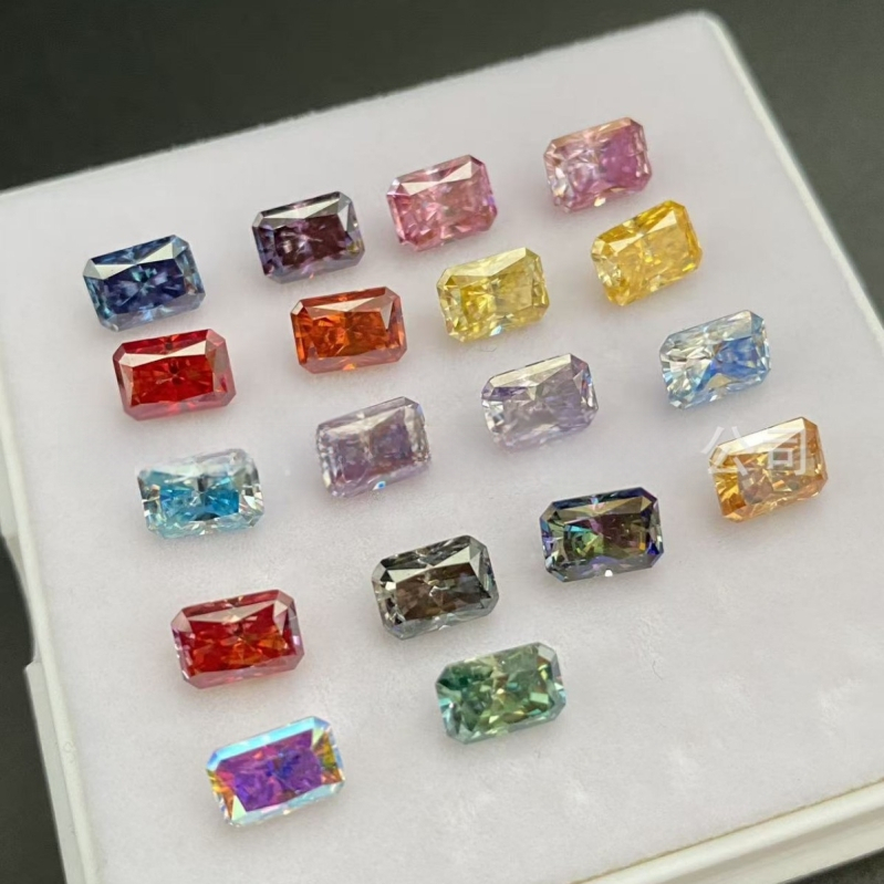 Μοισσανίτης Radiant-cut, ελεύθεροι λίθοι, τετράγωνο σχήμα, συνθετικοί λίθοι, διαύγεια VVS, πιστοποιητικό GRC