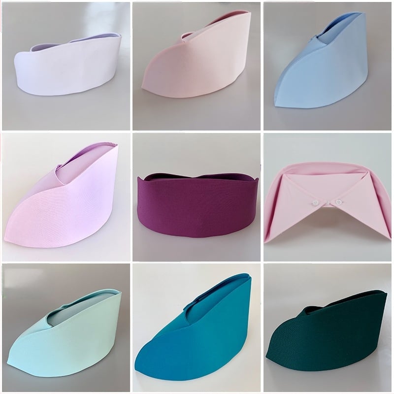 Șapcă de infirmieră pentru femei, cu vârf plat, poliester-bumbac, monocrom, stil spital