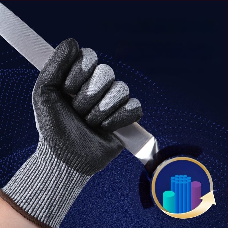 Įpjovimui atsparios pirštinės, 5 lygio apsauga, atsparios įpjovimui ir dūriui, sustiprintos ir atsparios dilimui, su įpjovimui atspariu siūlu ir klijais, logistikai