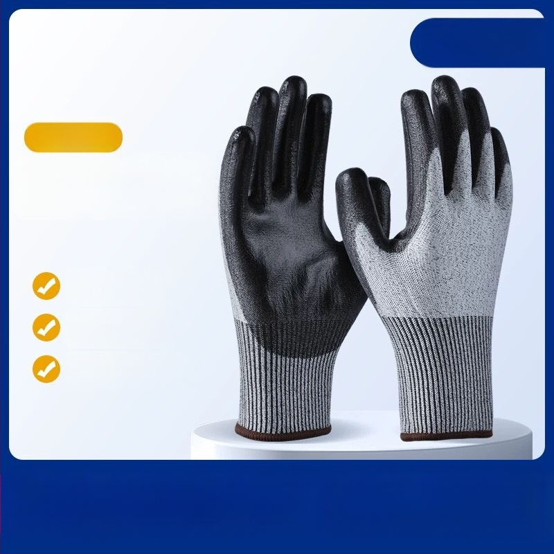 Įpjovimui atsparios pirštinės, 5 lygio apsauga, atsparios įpjovimui ir dūriui, sustiprintos ir atsparios dilimui, su įpjovimui atspariu siūlu ir klijais, logistikai