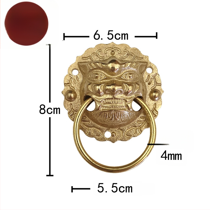 Пръстен за врата с глава на звяр, месинг, полирана повърхност, за масивни дървени врати и вилни дворни порти, модел Beast Head, The Fourth Bronze Hall