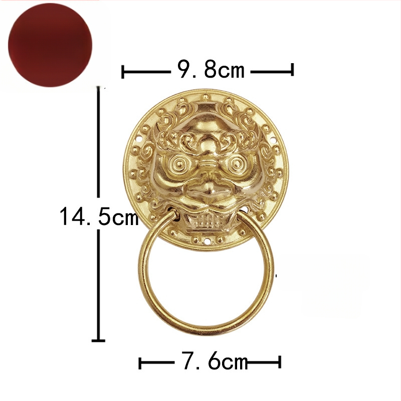 Пръстен за врата с глава на звяр, месинг, полирана повърхност, за масивни дървени врати и вилни дворни порти, модел Beast Head, The Fourth Bronze Hall