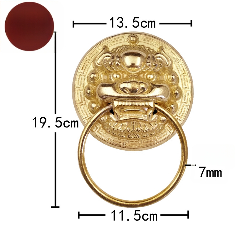 Пръстен за врата с глава на звяр, месинг, полирана повърхност, за масивни дървени врати и вилни дворни порти, модел Beast Head, The Fourth Bronze Hall