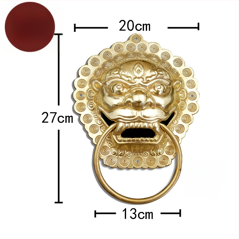 Пръстен за врата с глава на звяр, месинг, полирана повърхност, за масивни дървени врати и вилни дворни порти, модел Beast Head, The Fourth Bronze Hall