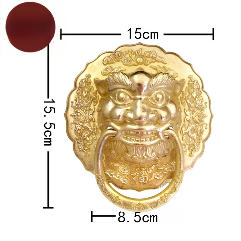 Пръстен за врата с глава на звяр, месинг, полирана повърхност, за масивни дървени врати и вилни дворни порти, модел Beast Head, The Fourth Bronze Hall