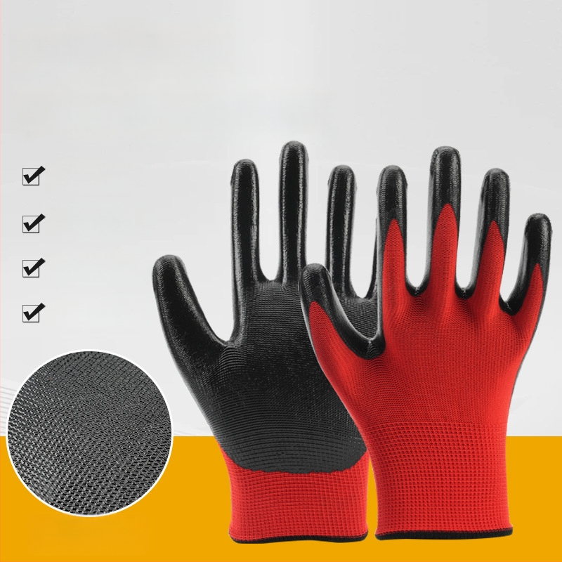 Nitrilo darbo pirštinės – priešslidusios, atsparios vandeniui, antistatines, alyvos atsparios, patvarios