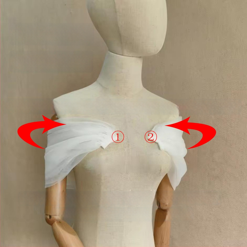 Vjenčana haljina s jednim ramenom, otpojive naramenice za pokrivanje ruku, tube top i šal za dodatno pokrivanje ruku