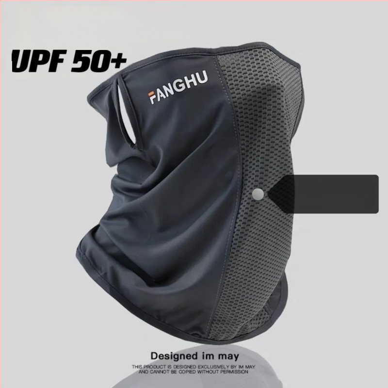 Férfi napsugárvédelmi arcmaszk nyári kerékpározáshoz – légáteresztő, UV-védelem, szélálló, rovarriasztó, Ice Silk poliészter sál