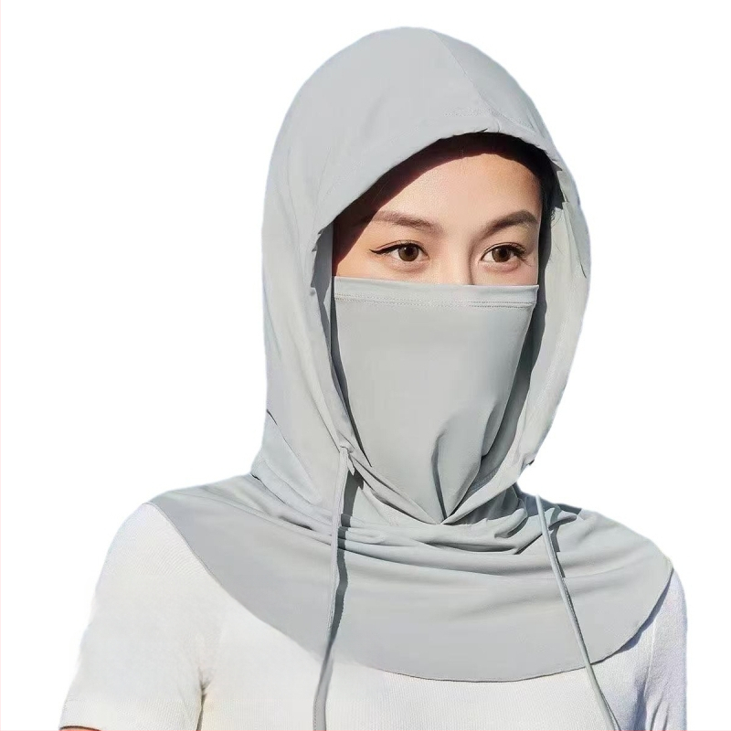 Teljes arcú kapucnis napszemvédő, UV-nyakvédelem, árnyékoló perem, Ice Silk anyag