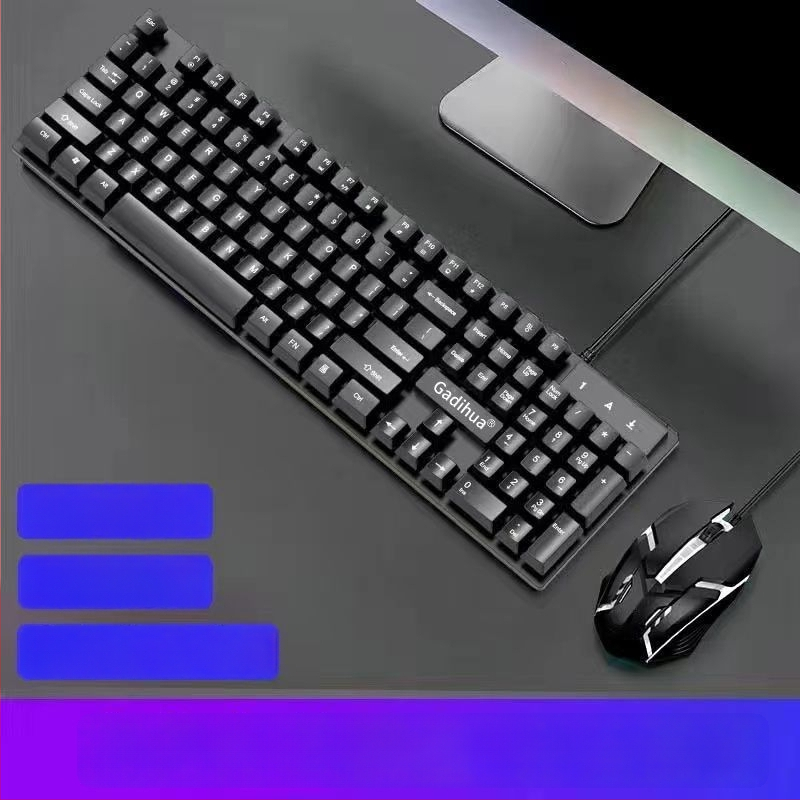 Σετ μηχανικού πληκτρολογίου και ποντικιού, ενσύρματο, με ανάπαυση καρπού, χωρίς φωτισμό