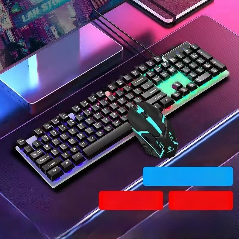 Σετ μηχανικού πληκτρολογίου και ποντικιού, ενσύρματο, με ανάπαυση καρπού, χωρίς φωτισμό