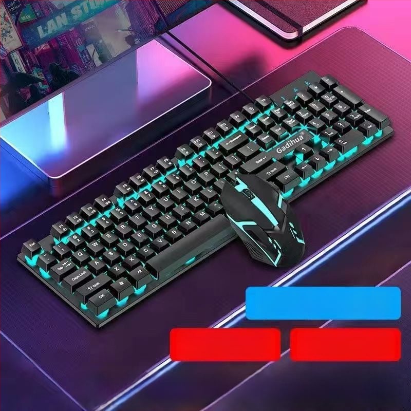 Σετ μηχανικού πληκτρολογίου και ποντικιού, ενσύρματο, με ανάπαυση καρπού, χωρίς φωτισμό