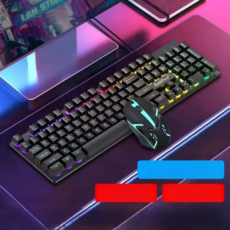 Σετ μηχανικού πληκτρολογίου και ποντικιού, ενσύρματο, με ανάπαυση καρπού, χωρίς φωτισμό