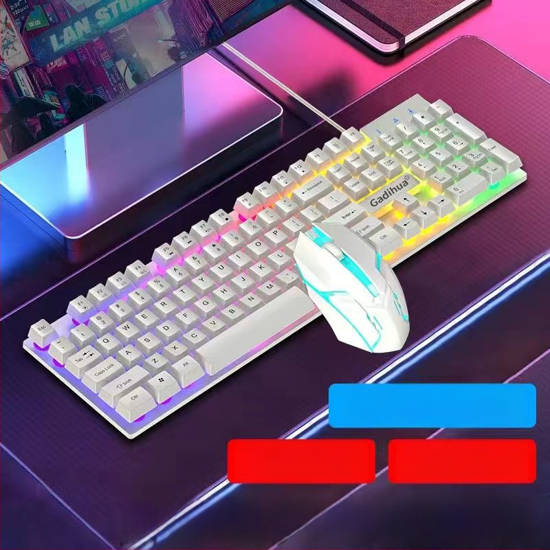 Σετ μηχανικού πληκτρολογίου και ποντικιού, ενσύρματο, με ανάπαυση καρπού, χωρίς φωτισμό