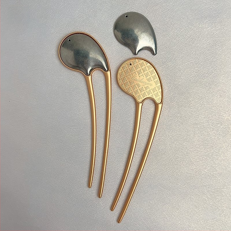 U formos plaukų segtukas su Song brocade patchwork pagrindu — rankų darbo aksesuaras vaikams, etninis stilius