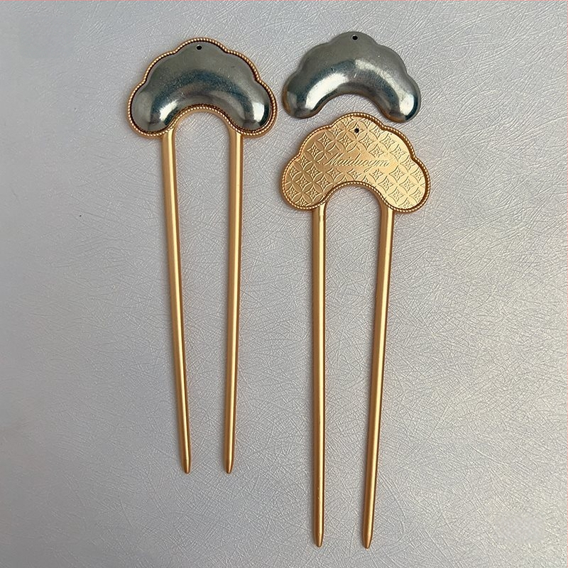 U formos plaukų segtukas su Song brocade patchwork pagrindu — rankų darbo aksesuaras vaikams, etninis stilius