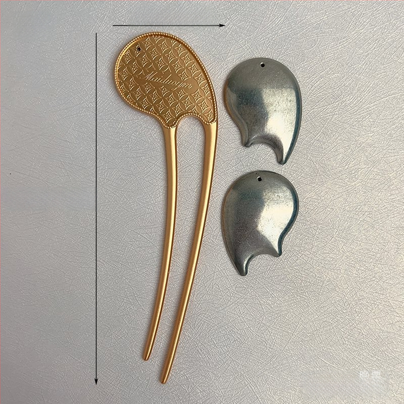 U formos plaukų segtukas su Song brocade patchwork pagrindu — rankų darbo aksesuaras vaikams, etninis stilius