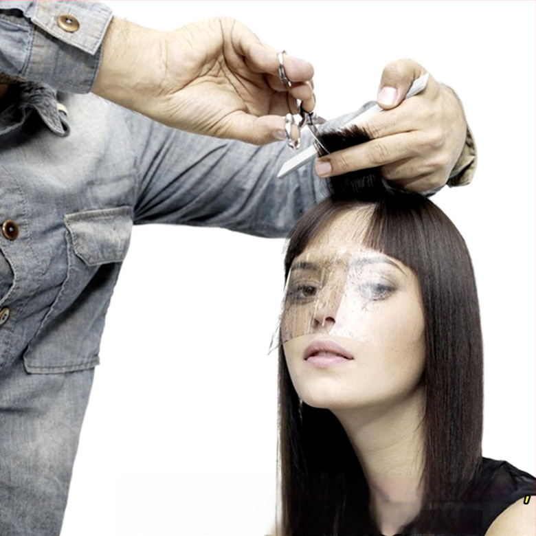 Lizi Egyszer használatos homlokmaszk átlátszó frufru ragasztóval – hajvágáshoz, dauerhoz és festéshez, arcvédő, hajtörés elleni védelem