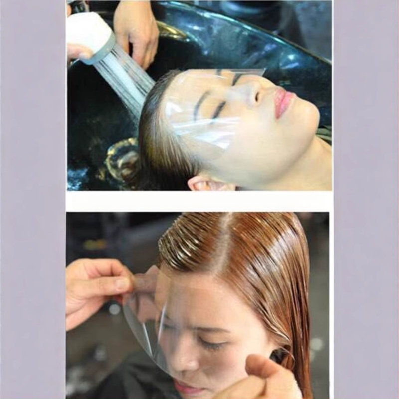 Lizi Egyszer használatos homlokmaszk átlátszó frufru ragasztóval – hajvágáshoz, dauerhoz és festéshez, arcvédő, hajtörés elleni védelem