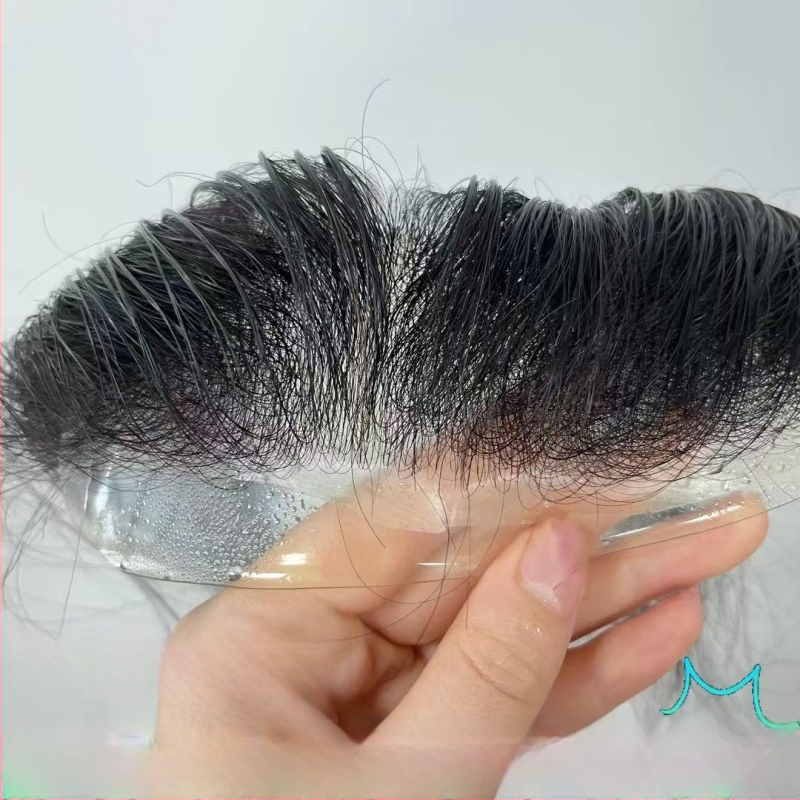 Férfi paróka elülső frufruval, természetes hajvonal, teljesen kézzel készített, rövid, valódi hajból