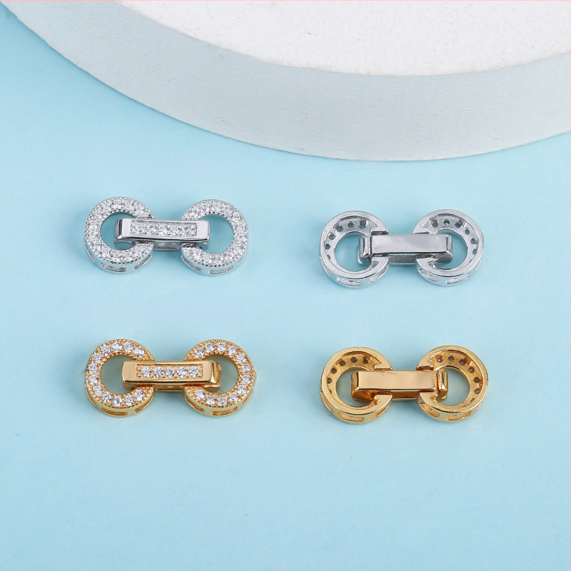 S925 dviejų galvų sagtis DIY perlo apyrankei ir karoliui, apvalios formos, sidabro elektroplėtas, 925 grynumas, pritaikomas.