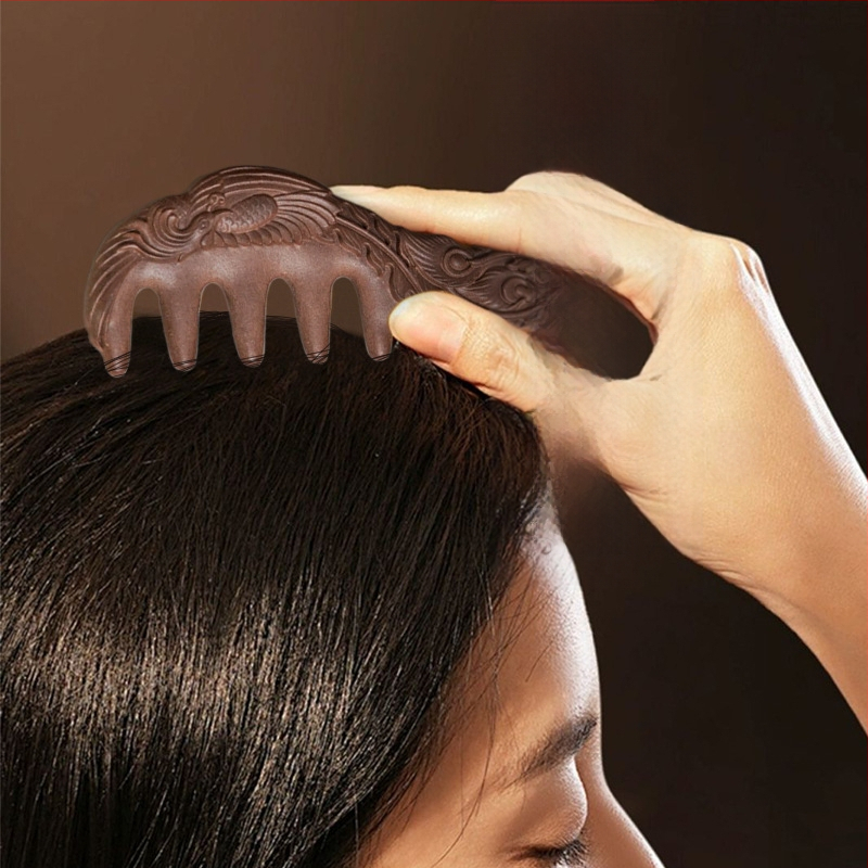 Kézzel készített hajmasszírozó kefe U-formájú, füstölő por kristályokkal, vintage etnikus stílus, uniszex