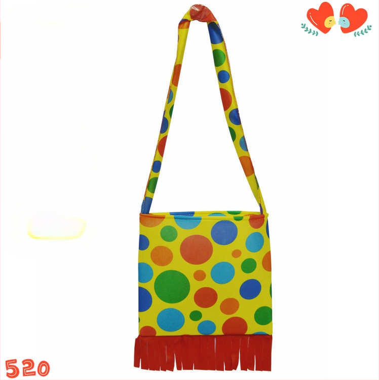 bohóc jelmez hátizsák, vászon anyagból, varrott kivitel, smink- és ruházati rekvizit