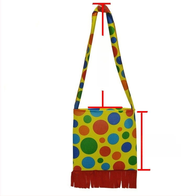 bohóc jelmez hátizsák, vászon anyagból, varrott kivitel, smink- és ruházati rekvizit