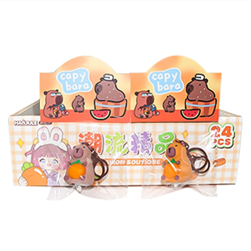 Pandantiv pentru chei cu lampă în formă de capybara îmbrățișând, din plastic, potrivit pentru 14+, brand Good Orange Music