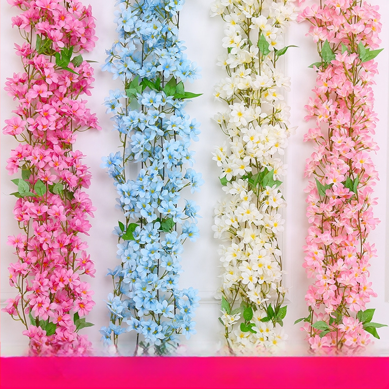 Viță artificială de cireș cu flori de satin, pentru decor interior, proiectată să se înfășoare în jurul conductelor