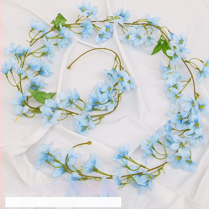 Viță artificială de cireș cu flori de satin, pentru decor interior, proiectată să se înfășoare în jurul conductelor