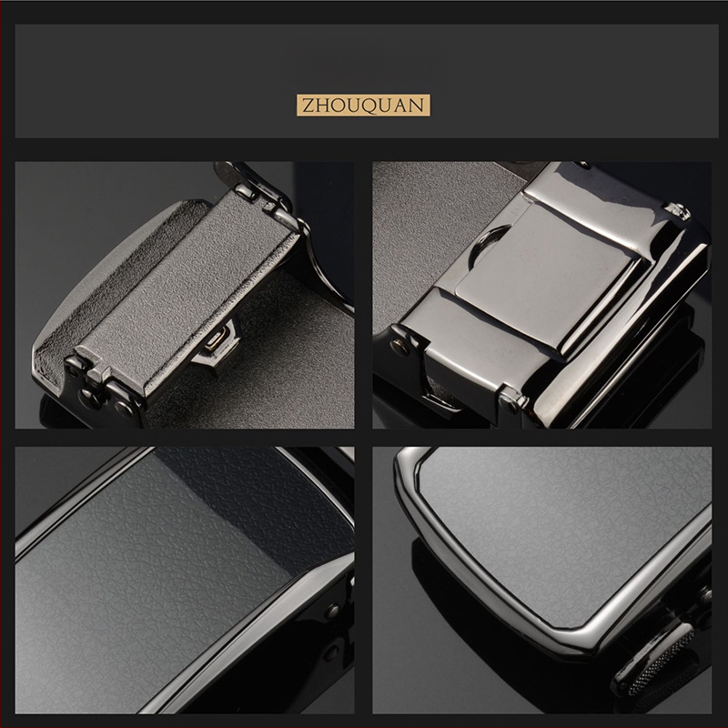 Férfi automata övcsat – ötvözet, téglalap alakú, betűs mintázat, üzleti stílus