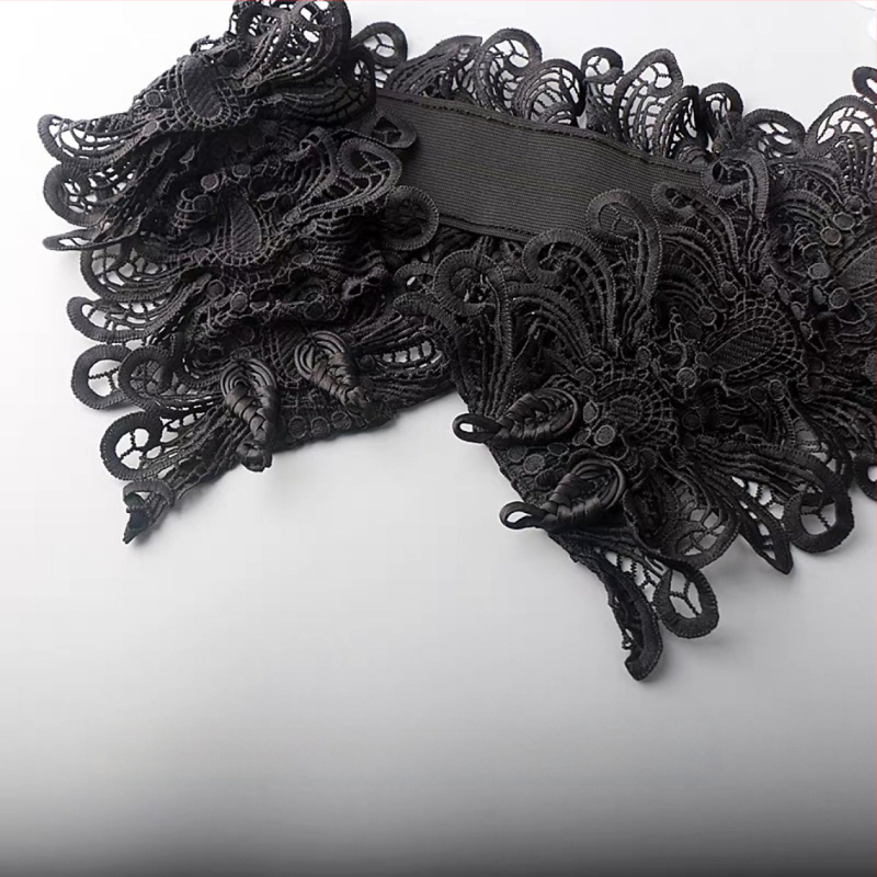 Curea talie dantelată, lată, cu cataramă, pentru femei, girdle elastic din nailon, stil lejer, lungime 60–80 cm