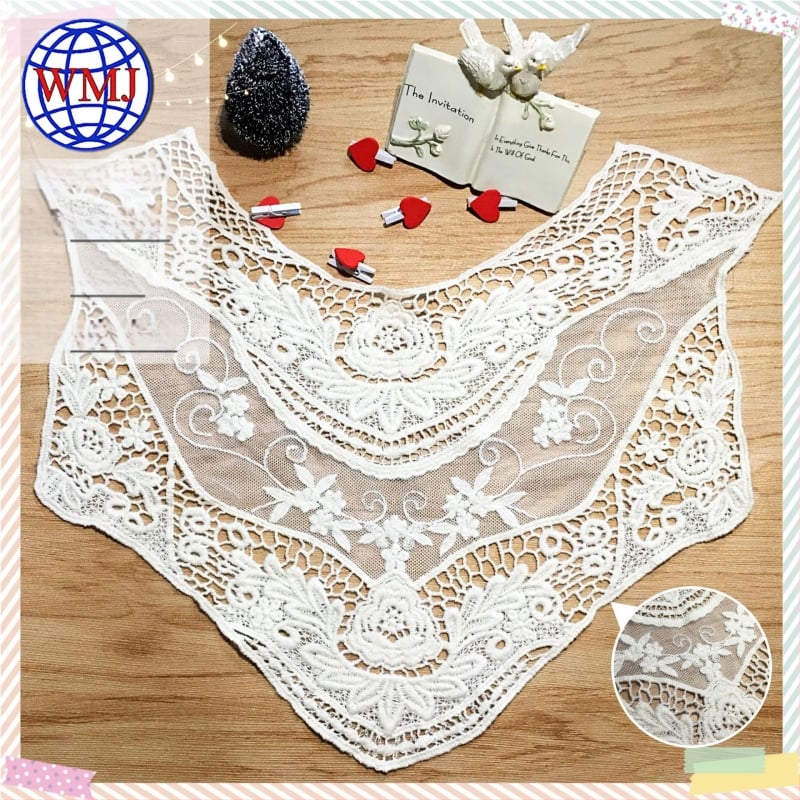 Gallér virág pamutfonalból készült hímzett díszítéssel – vintage stílus, Vimeca, női ruházathoz tartozó kiegészítő