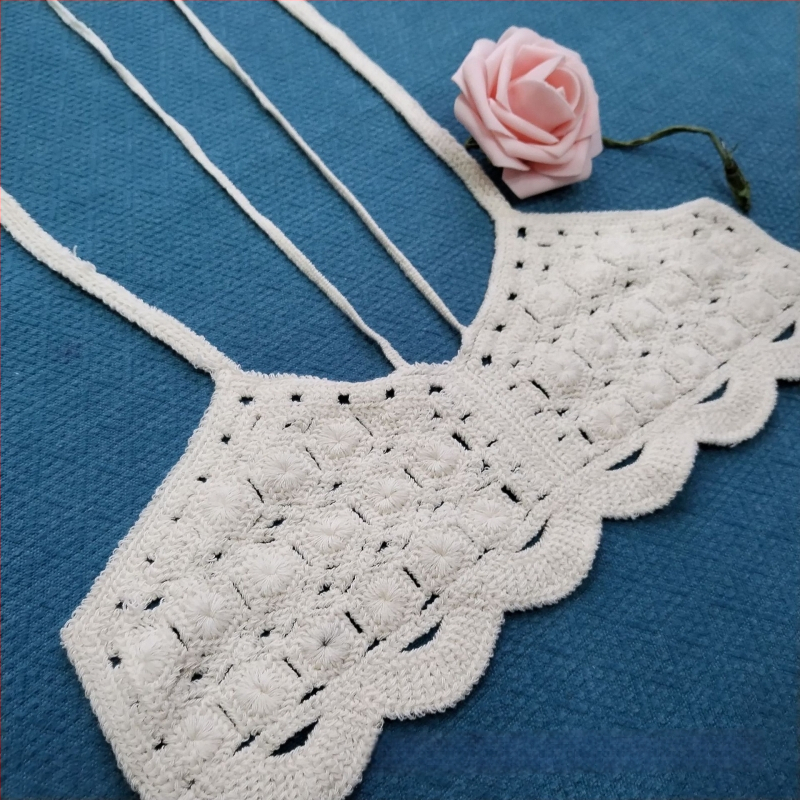 Női csipkés gallér vízoldódó hímzé pamutfonalból