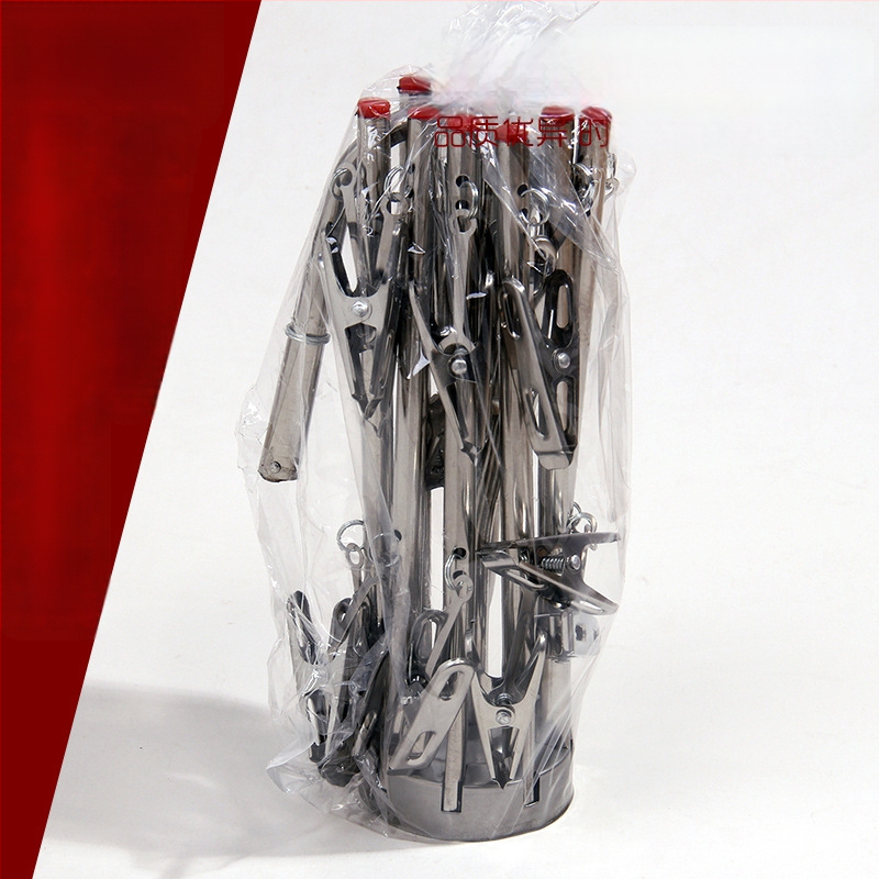 Kerek, összecsukható rozsdamentes acél szárítóakasztó 16 klippel, ideális fehérneműk, harisnyák és törölközők számára