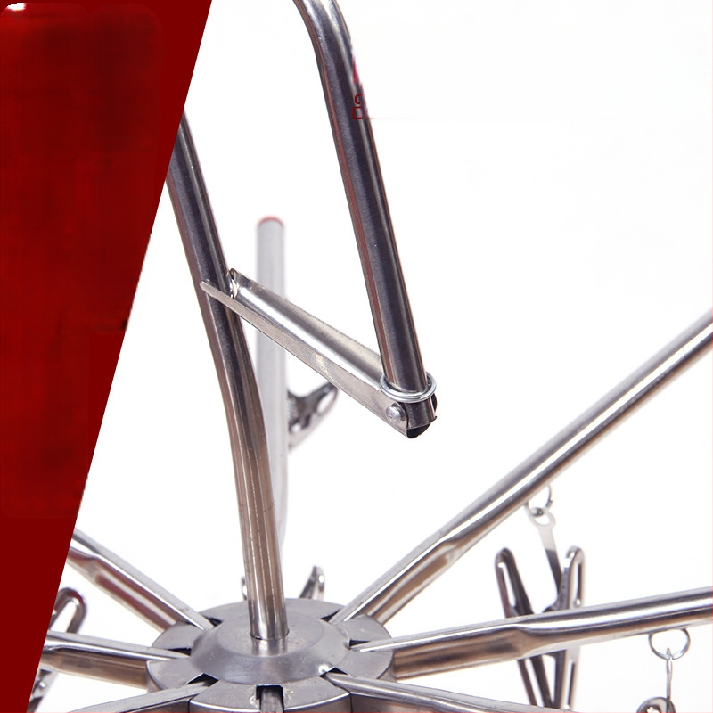 Kerek, összecsukható rozsdamentes acél szárítóakasztó 16 klippel, ideális fehérneműk, harisnyák és törölközők számára