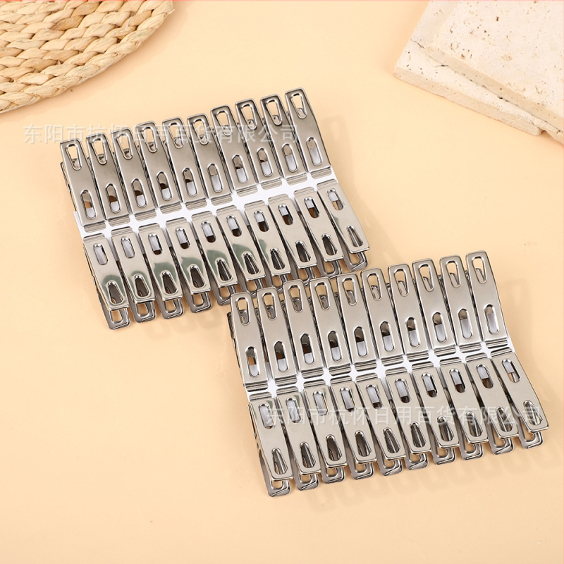 Rozsdamentes acél szárítóklipek, 20 síklip, 500 darabos csomag, tömeg 51 g, modern minimalista dizájn