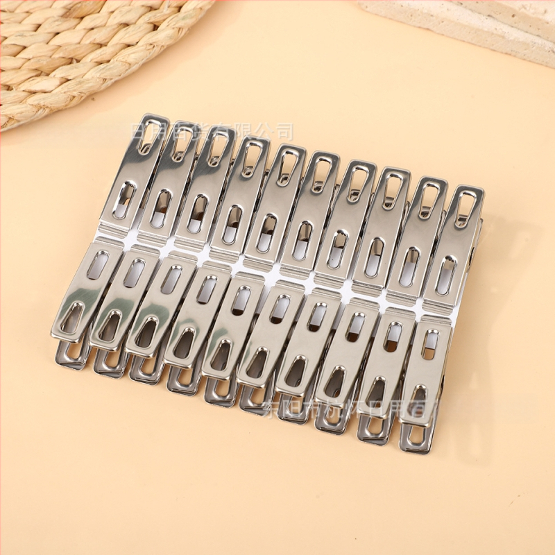 Rozsdamentes acél szárítóklipek, 20 síklip, 500 darabos csomag, tömeg 51 g, modern minimalista dizájn