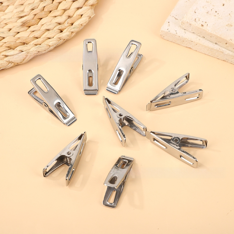 Rozsdamentes acél szárítóklipek, 20 síklip, 500 darabos csomag, tömeg 51 g, modern minimalista dizájn