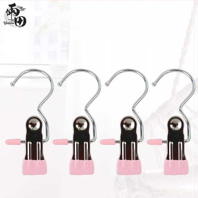 S-alakú fém tárolóclip, hajtogatható, műanyag bevonattal, csúszásmentes, ruházathoz és zoknikhoz, modell 01